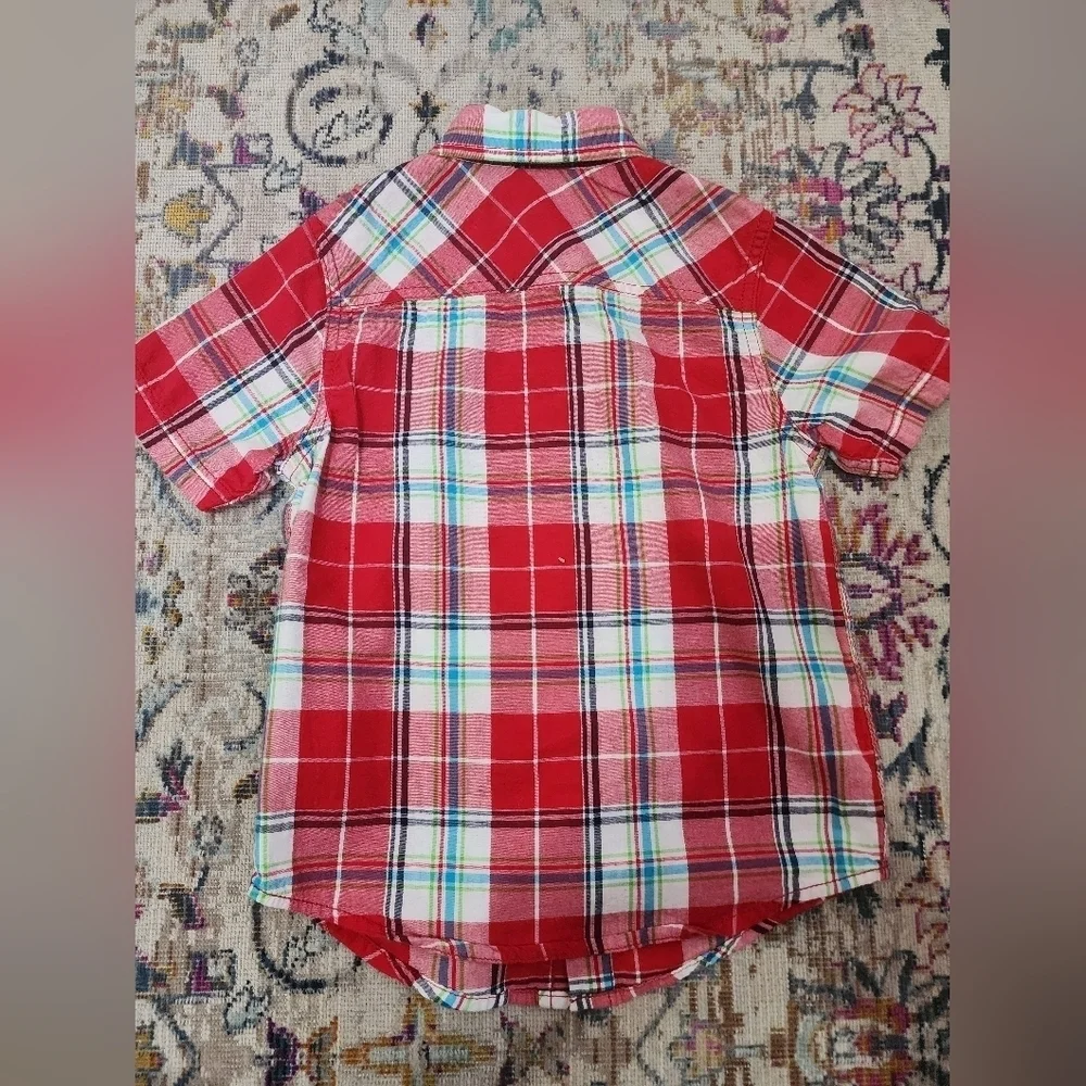 Arizona Jean Co Red Plaid Button Front Shirt Boys Size 6 (Price Per Shirt)